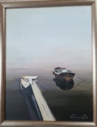 Serene Painting Of A Boat, Signed Enisa