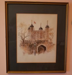 Signed Watercolor Of Tower Of London, 1976