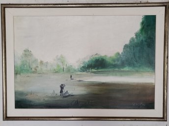 Painting Of Woman Walking In Distance, Signed Enisa