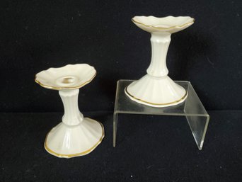 Lovely Pair Of Lenox Porcelain Taper Candlestick Holders