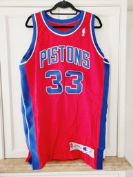 Vintage Grant Hill Autographed Signed Champion NBA Detroit Pistons Basketball Jersey