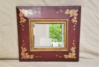 Vintage Maroon Rustic Floral Wall Mirror