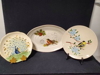 Trio Of Assorted Oval & Round Platters Plates - H. Boulenger France & Ceramica Italy