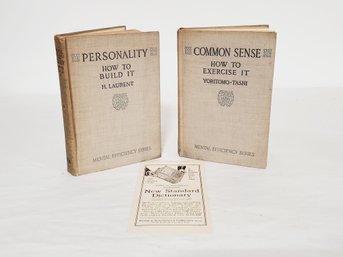 Two Antique Hardcover From Mental Efficiency Series-Personality & Common Sense