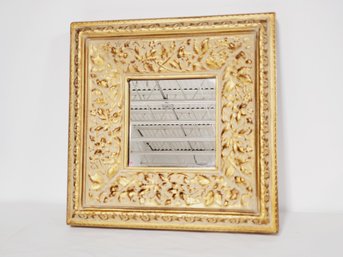 Handsome Square Gold Painted Carved Wood Frame Decorative Wall Mirror