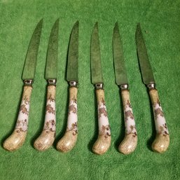Rare Sheffield England Porcelain And Stainless 6 Knives