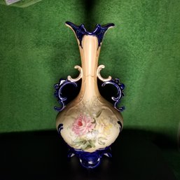 11' Antique Bavarian Double Handed Vase