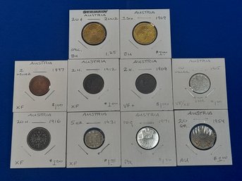 Austria: Lot Of 10 Old Coins (1)