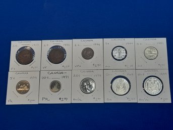 Canada: Lot Of 10 Old Coins (2)