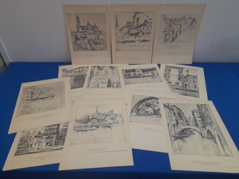 Europe: 12 Mounted Etchings, CA 1928 (12)