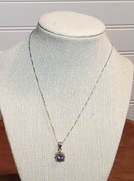 Beautiful 925 Sterling Silver With Lavender Created Stone Pendant