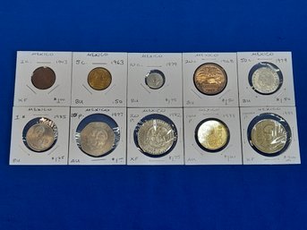 Mexico Lot Of 10 Old Coins (8)