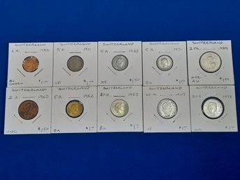 Switzerland Lot Of 10 Old Coins (12)