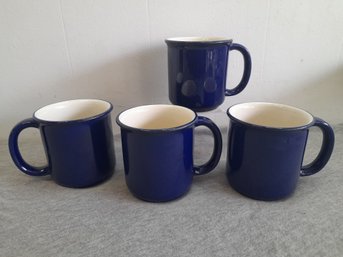 Set Of 4 Crown Corning Cobalt Coffee Mugs