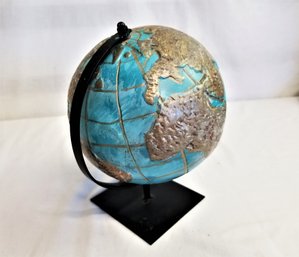 Small  8' Ceramic Globe On Metal Base