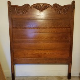 High-Back Oak Headboard, Footboard, Siderails And 3 Support Pieces -SEE ALL PICTURES