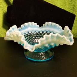 Fenton Hobnail Blue And White Candy Dish