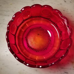 7' Wide Fostoria Ruby Vivid Red Coin Bowl