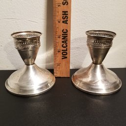Pair Of Sterling Silver Candle Sticks - Weighted