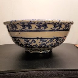 11' Wide Antique Spongeware Bowl