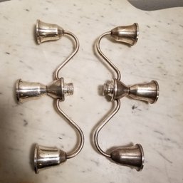 Pair Of Sterling Silver 10' Candelabra Weighted With No Bottom