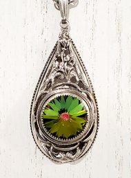 Beautiful Whiting & Davis Mystic Fire Topaz Pendant Necklace