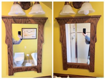 Pair Of Wood Bathroom Mirrors