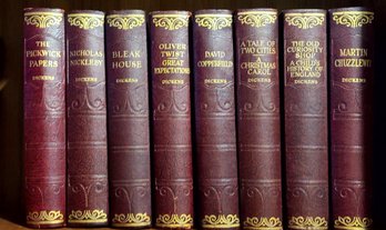 Set Of Eight Charles Dickens' Books By Hazell, Watson And  Vaney Ltd. Oliver Twist To Nicholas Nickelby