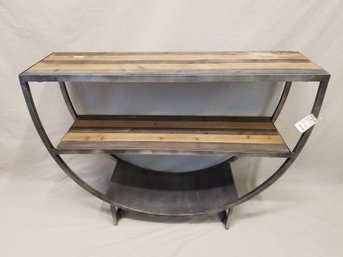 Two Tier Rustic Industrial Half-circle Console Table