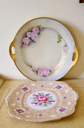 Two Handpainted China/porcelain Plates From Royal Albert England And Bavaria With 24kt Gilt Borders