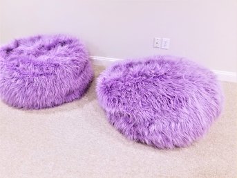 Two Pottery Barn Teen - PB Tean Purple Large Fluffy Bean Bag Chairs
