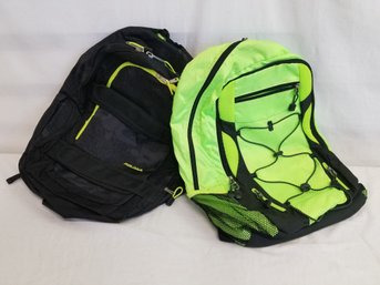 Two Relcad Boys Backpacks Black/neon Green