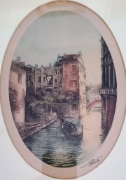 Watercolor Of Scene Of Venice Canal, Signed Flore ?