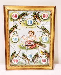 Antique Victorian Framed Target Game Poster
