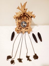 Vintage JEC Blackforest Carved Wood Cuckoo Clock - Made In Germany