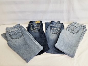 Four Pairs Of Women's Denim Jeans Various Styles/sizes By Silver Jeans And Co.