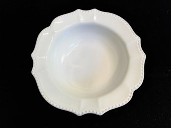 Tabletops Gallery White Le Provence Scalloped Edge. Embossed Beaded  Serving Bowl