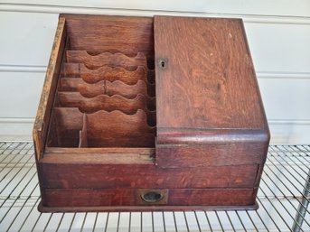 Antique Wood Desk Top File Mail Letter Organizer - Needs Repair