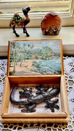 Hand Painted Trinket Box With Artisan Animals From Around The World