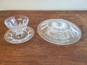 Vintage Heisey Glass Cheese Platter & Bowl