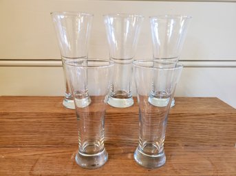 Five Clear Glass Beer Pilsner Glasses