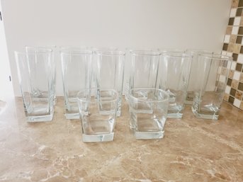 Assortment Of Everyday Square Bottom Glassware - Rocks & Tumblers - Including 2 Johnnie Walker