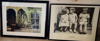 Framed Photograph 'Il Bacio' And European Street Scene