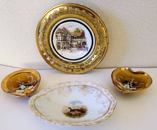 Pretty Group Of Four Vintage Porcelain Plates