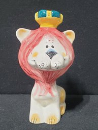 Cute Vintage Italian Made Painted Ceramic Lion King Coin Bank