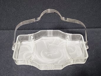 Vintage McKee Art Deco Louvre Bird Of Paradise Pressed Glass Divided Tray