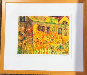 Colorful Original Monotype Painting Titled Summer On The Cape,  Signed Caffin