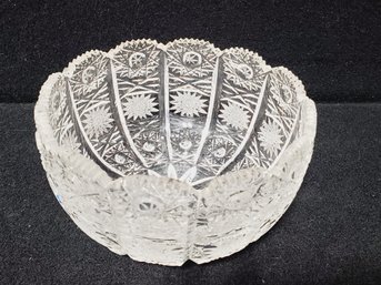 Vintage Clear Cut Crystal Sawtooth Edged Bowl