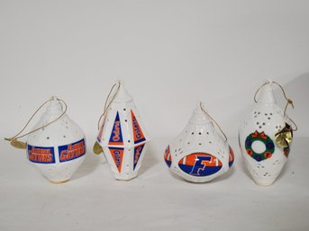 Four Vintage Danbury Mint University Of Florida Gators Porcelain Christmas Lit Ornaments (Lot A)