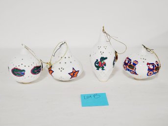 Four Vintage Danbury Mint University Of Florida Gators Porcelain Christmas Lit Ornaments (Lot B)